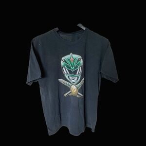 Power Rangers Green Ranger Tee Black T-Shirt Dragon Dagger Large